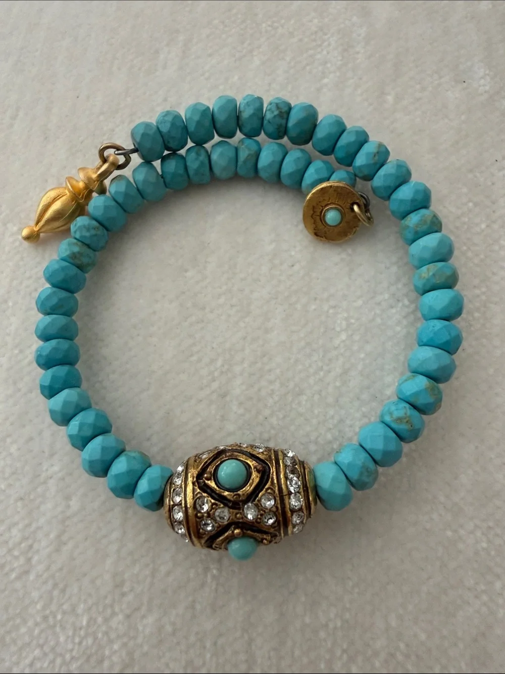 Linda Levinson Designs Turquoise Beaded Evil Eye Wrap Bracelet